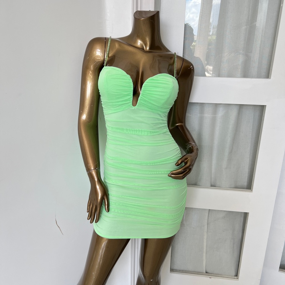 Brand New Oh Polly Neon Green Mini Dress
